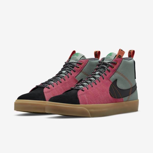 Nike SB Zoom Blazer Mid Premium Moški Skate Čevlji Bela / Rjav / Črna | NK957CIU