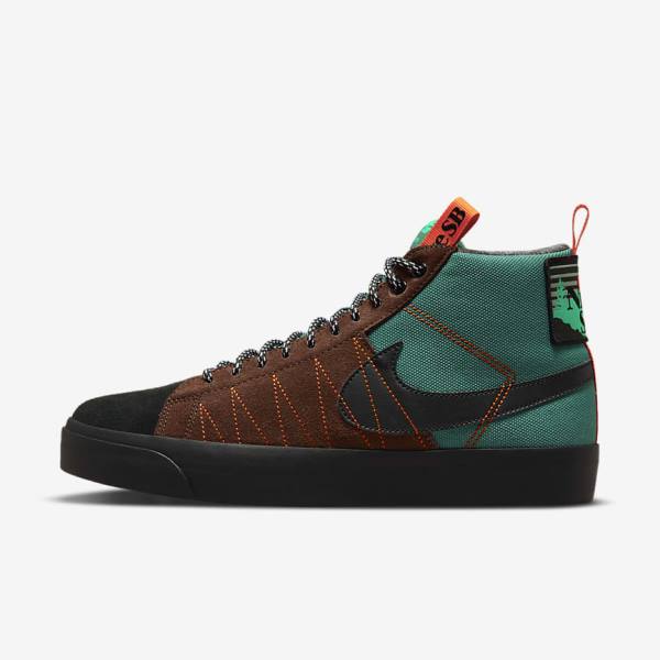 Nike SB Zoom Blazer Mid Premium Moški Superge Zelena / Bela / Oranžna / Črna | NK210LXZ