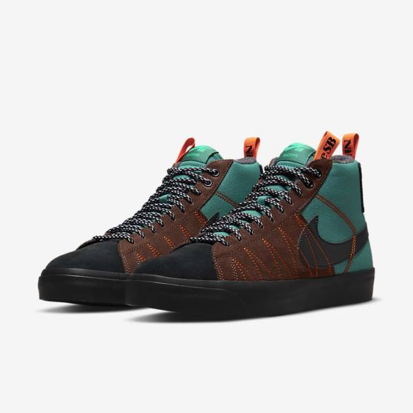 Nike SB Zoom Blazer Mid Premium Ženske Skate Čevlji Zelena / Bela / Oranžna / Črna | NK937JAE