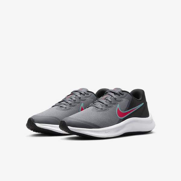 Nike Star Runner 3 Older Road Otroci Tekaški Čevlji Siva / Črna / Rdeča | NK762DQH