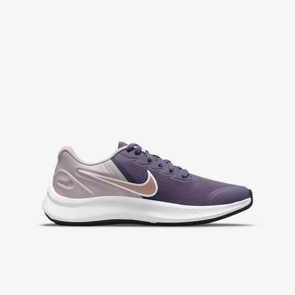 Nike Star Runner 3 Older Road Otroci Tekaški Čevlji Vijolična / Siva / Kovinski Rdeča Rjav | NK967KYC