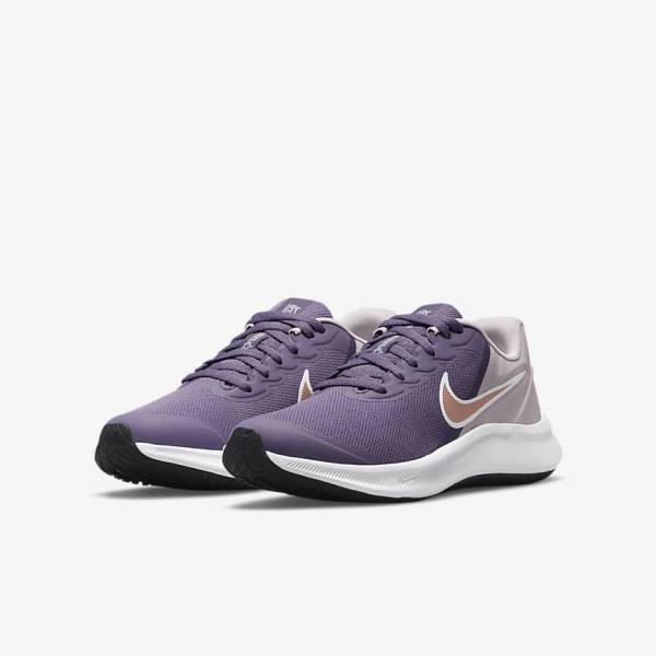 Nike Star Runner 3 Older Road Otroci Tekaški Čevlji Vijolična / Siva / Kovinski Rdeča Rjav | NK967KYC