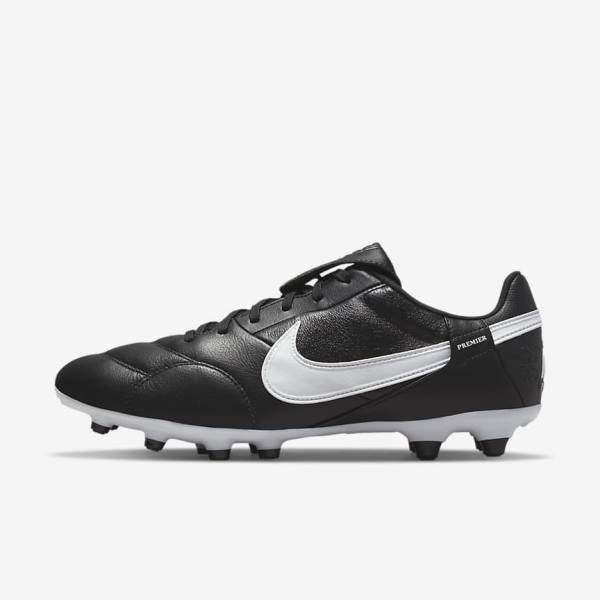 Nike The Premier 3 FG Firm-Grounds Moški Nogometni Čevlji Črna / Bela | NK182GPU