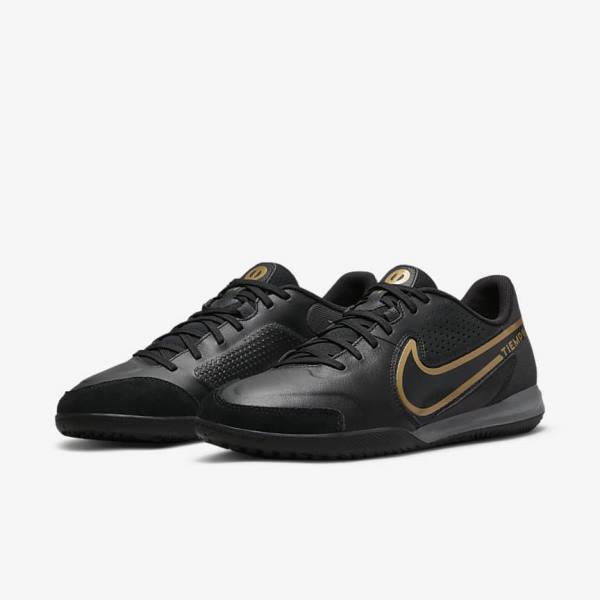 Nike Tiempo Legend 9 Academy IC Indoor-Court Ženske Nogometni Čevlji Črna / Temno Siva / Kovinski Zlato / Črna | NK042RXB