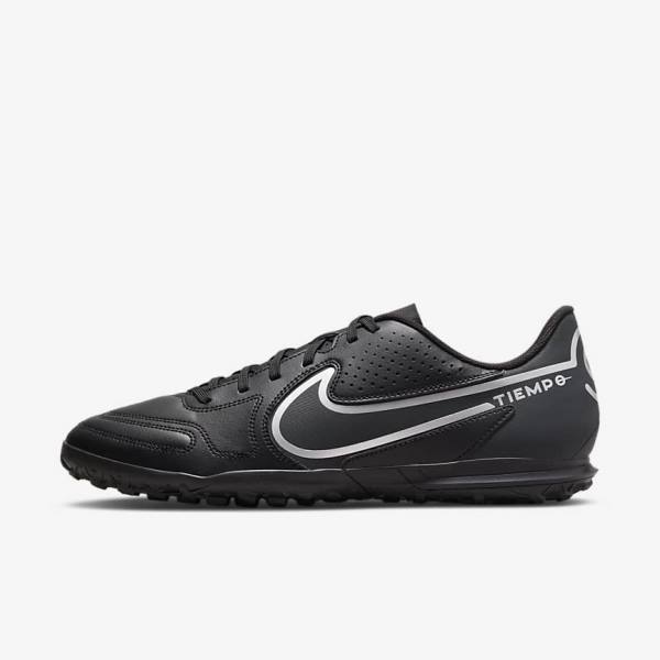 Nike Tiempo Legend 9 Club TF Turf Ženske Nogometni Čevlji Črna / Temno Siva | NK743POA