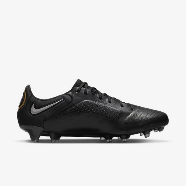 Nike Tiempo Legend 9 Elite FG Firm-Ground Ženske Nogometni Čevlji Črna / Temno Siva / Kovinski Zlato / Kovinski Temno Siva | NK209IFN