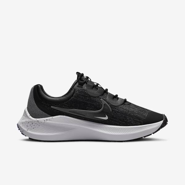 Nike Zoom Winflo 8 Shield Weatherised Road Ženske Tekaški Čevlji Črna / Kovinski Srebrna / Modra / Siva | NK061GEB