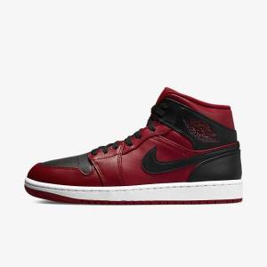 Nike Air Jordan 1 Mid Moški Jordan Čevlji Rdeča / Bela / Črna | NK475UZD