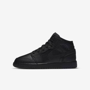 Nike Air Jordan 1 Mid Older Otroci Superge Črna | NK034PLX