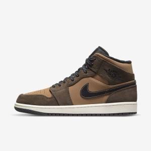 Nike Air Jordan 1 Mid SE Moški Jordan Čevlji Temno Čokolada / Rjav / Črna / Rdeča | NK023QZS