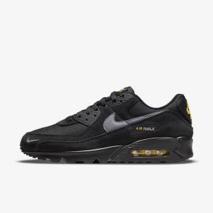 Nike Air Max 90 Moški Superge Črna / Rumena / Kovinski Siva | NK582RAS