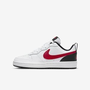 Nike Court Borough Low 2 Older Otroci Superge Bela / Črna / Rdeča | NK796XYG