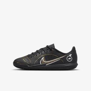 Nike Jr. Mercurial Vapor 14 Academy IC Older Indoor Court Otroci Nogometni Čevlji Črna / Kovinski Srebrna / Siva / Kovinski Zlato | NK725QRN