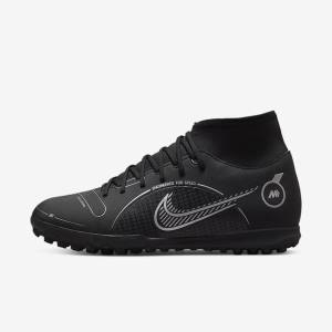 Nike Mercurial Superfly 8 Club TF Turf Ženske Nogometni Čevlji Črna / Siva / Kovinski Srebrna | NK091TCN