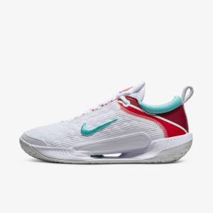 Nike NikeCourt Zoom NXT Hard Court Ženske Tenis Copati Bela / Svetloba Srebrna / Rdeča / Turkizna | NK391IYN