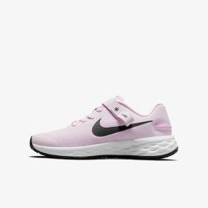 Nike Revolution 6 FlyEase Older Easy On-Off Road Otroci Tekaški Čevlji Roza / Črna | NK783QCF