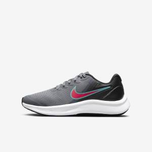 Nike Star Runner 3 Older Road Otroci Tekaški Čevlji Siva / Črna / Rdeča | NK762DQH