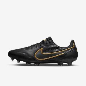 Nike Tiempo Legend 9 Elite FG Firm-Ground Moški Nogometni Čevlji Črna / Temno Siva / Kovinski Zlato / Kovinski Temno Siva | NK340VLG