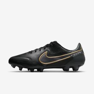 Nike Tiempo Legend 9 Pro FG Firm-Ground Ženske Nogometni Čevlji Črna / Temno Siva / Kovinski Zlato / Kovinski Temno Siva | NK076XER